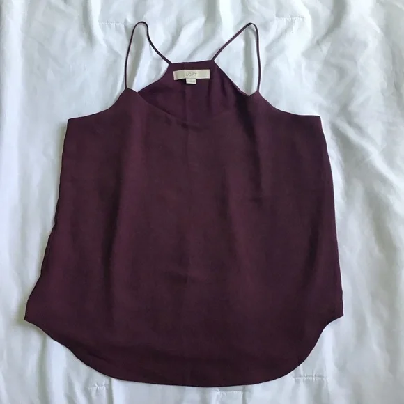 LOFT Womens Strappy Maroon Racerback flowy tank - Picture 2 of 5